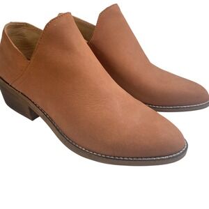 Lucky Brand Brown Leather Ankle Booties‎ V Cut Out Western Style Size 7M NWOT
